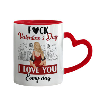 I love You Everyday , Mug heart red handle, ceramic, 330ml