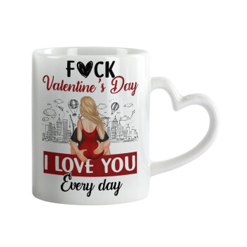 I love You Everyday , Mug heart handle, ceramic, 330ml