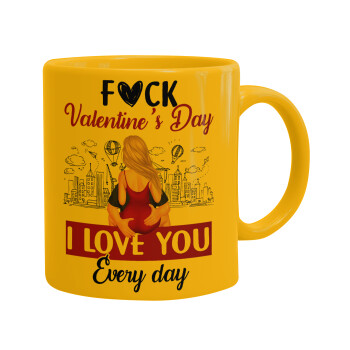 I love You Everyday , Ceramic coffee mug yellow, 330ml