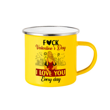 I love You Everyday , Yellow Enamel Metallic Cup 360ml