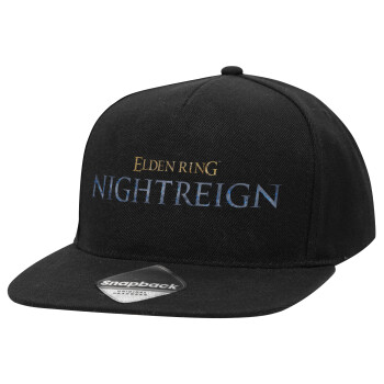 ELDEN RING NIGHTREIGN, Adult Flat Snapback Hat Black, (100% COTTON TWILL, ADULT, UNISEX, ONE SIZE)