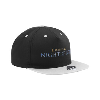 ELDEN RING NIGHTREIGN, Adult Flat Snapback Hat Black/Grey, (100% COTTON TWILL, ADULT, UNISEX, ONE SIZE)