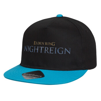 ELDEN RING NIGHTREIGN, Child's Flat Snapback Hat, Black/Blue (100% COTTON, CHILD, UNISEX, ONE SIZE)