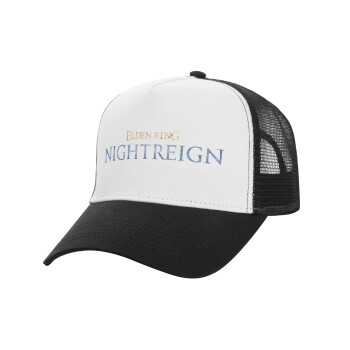 ELDEN RING NIGHTREIGN, Adult Structured Trucker Hat, with Mesh, WHITE/BLACK (100% COTTON, ADULT, UNISEX, ONE SIZE)