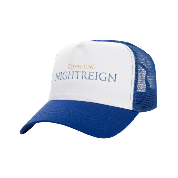 ELDEN RING NIGHTREIGN, Adult Structured Trucker Hat, with Mesh, WHITE/BLUE (100% COTTON, ADULT, UNISEX, ONE SIZE)