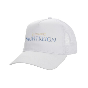 ELDEN RING NIGHTREIGN, Structured Trucker Adult Hat, with Mesh, WHITE (100% COTTON, ADULT, UNISEX, ONE SIZE)