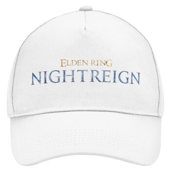 ELDEN RING NIGHTREIGN, Adult Baseball Cap, Drill, White (100% COTTON, ADULT, UNISEX, ONE SIZE)