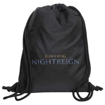 ELDEN RING NIGHTREIGN, Backpack pouch GYMBAG Black, with pocket (40x48cm) & thick cords