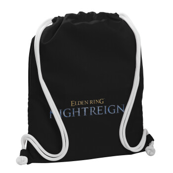 ELDEN RING NIGHTREIGN, Backpack pouch GYMBAG Black, with pocket (40x48cm) & thick white cords