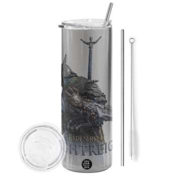 ELDEN RING NIGHTREIGN, Tumbler stainless steel Silver 600ml, with metal straw & cleaning brush