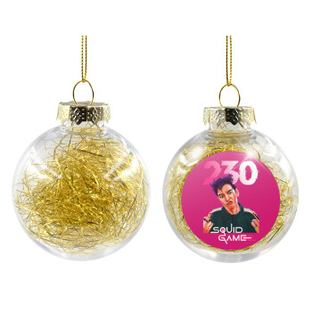 Squid game 2, Thanos 230, Transparent Christmas tree ball ornament with gold filling 8cm