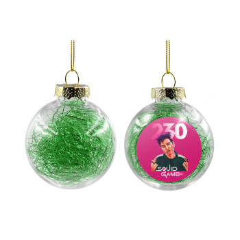 Squid game 2, Thanos 230, Transparent Christmas tree ball ornament with green filling 8cm