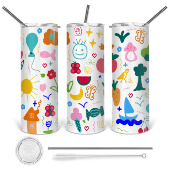 Παιδική φαντασία, Tumbler stainless steel 600ml, with metal straw & cleaning brush