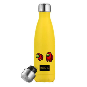 Among US, Yellow Stainless Steel Metallic Thermos, double-walled, 500ml