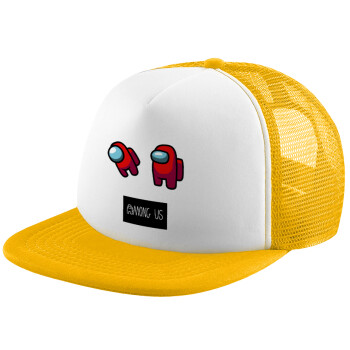 Among US, Adult Soft Trucker Hat with Yellow/White Mesh (POLYESTER, ADULT, UNISEX, ONE SIZE)