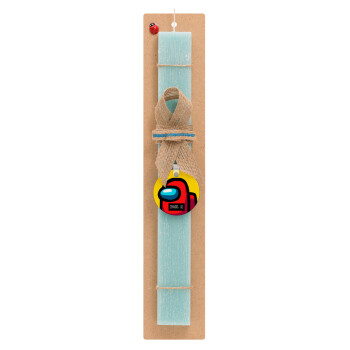 Among US, Easter Set, wooden keychain & aromatic flat Easter candle (30cm) (TURQUOISE)