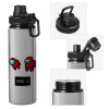 Metallic water bottle with safety cap, 850ml aluminum