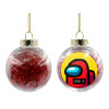 Transparent Christmas tree ball ornament with red filling 8cm