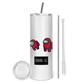 Among US, Tumbler stainless steel 600ml, with metal straw & cleaning brush