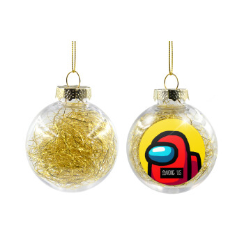 Among US, Transparent Christmas tree ball ornament with gold filling 8cm