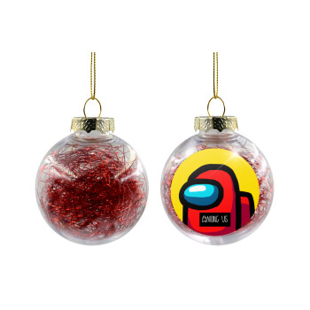 Among US, Transparent Christmas tree ball ornament with red filling 8cm