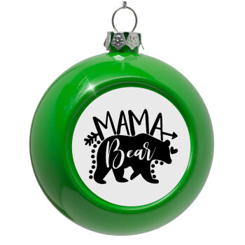 Mama Bear, Green Christmas tree ornament bauble 8cm