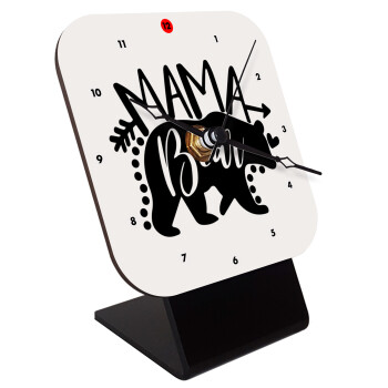 Mama Bear, Quartz Wooden table clock with hands (10cm)