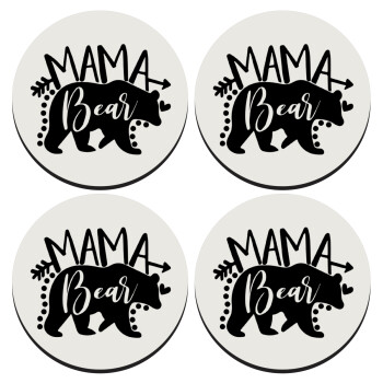 Mama Bear, SET of 4 round wooden coasters (9cm)