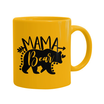 Mama Bear, Ceramic coffee mug yellow, 330ml