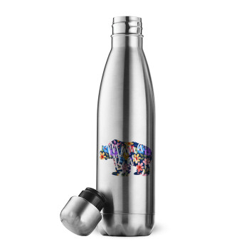 Mama Bear floral, Inox (Stainless steel) double-walled metal mug, 500ml