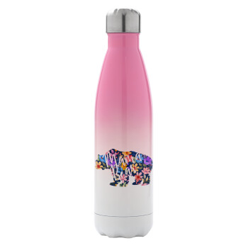 Mama Bear floral, Metal mug thermos Pink/White (Stainless steel), double wall, 500ml