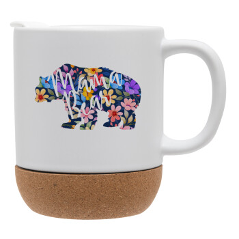 Mama Bear floral, Ceramic coffee mug Cork (MAT), 330ml (1pcs)