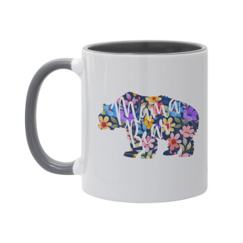 Mama Bear floral, Mug colored grey, ceramic, 330ml