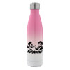 Metal mug thermos Pink/White (Stainless steel), double wall, 500ml