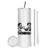 Eco friendly stainless steel tumbler 600ml, with metal straw & cleaning brush