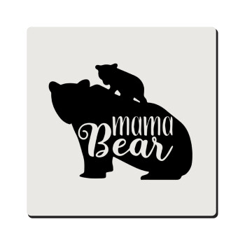 Mama Bear with kid, Τετράγωνο μαγνητάκι ξύλινο 6x6cm