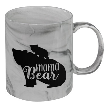 Mama Bear with kid, Mug ceramic marble style, 330ml