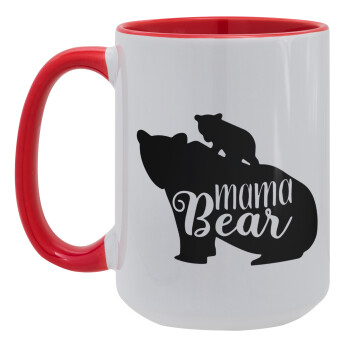 Mama Bear with kid, Κούπα Mega 15oz, κεραμική Κόκκινη, 450ml