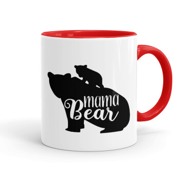 Mama Bear with kid, Mug colored red, ceramic, 330ml