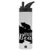 Metallic thermos bottle with straw & handle, stainless steel (Stainless steel 304), double-walled, 600ml.