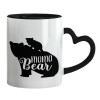 Mug heart black handle, ceramic, 330ml