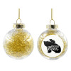 Transparent Christmas tree ball ornament with gold filling 8cm