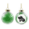 Transparent Christmas tree ball ornament with green filling 8cm