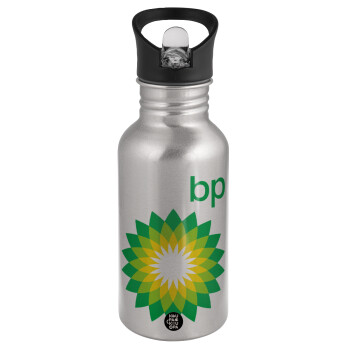 Πρατήριο καυσίμων BP, Water bottle Silver with straw, stainless steel 500ml