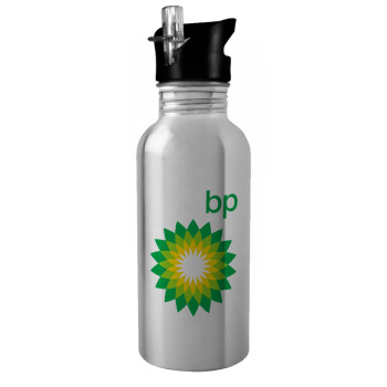 Πρατήριο καυσίμων BP, Water bottle Silver with straw, stainless steel 600ml