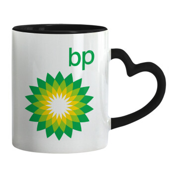 Πρατήριο καυσίμων BP, Mug heart black handle, ceramic, 330ml