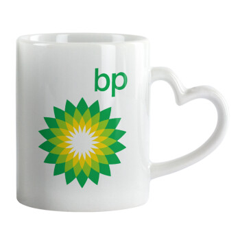Πρατήριο καυσίμων BP, Κούπα καρδιά χερούλι λευκή, κεραμική, 330ml