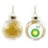 Transparent Christmas tree ball ornament with gold filling 8cm