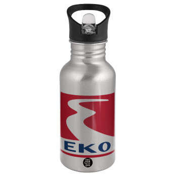 Πρατήριο καυσίμων EKO, Water bottle Silver with straw, stainless steel 500ml