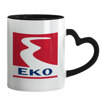 Πρατήριο καυσίμων EKO, Mug heart black handle, ceramic, 330ml